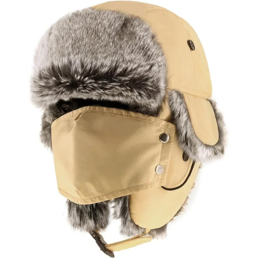 Unisex Putty Waterproof Winter Warm Premium Strength Ear Flap Chin Strap Hats